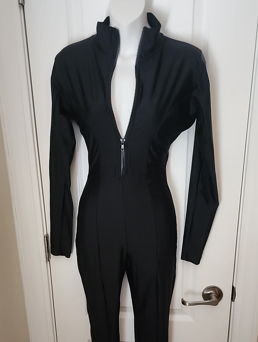 Black Zip-Front Women's Long Sleeve Top